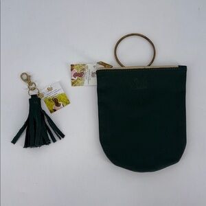 NWT Sseko Leather Tassel Clip  and Mini Ring Pouch in jasper